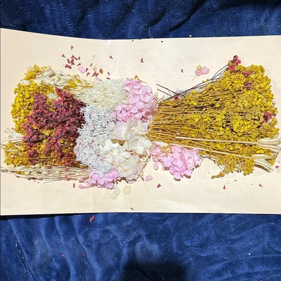 Mixed Dried Flower Bouquet - Pink, White, Yellow - Picture 2 of 4